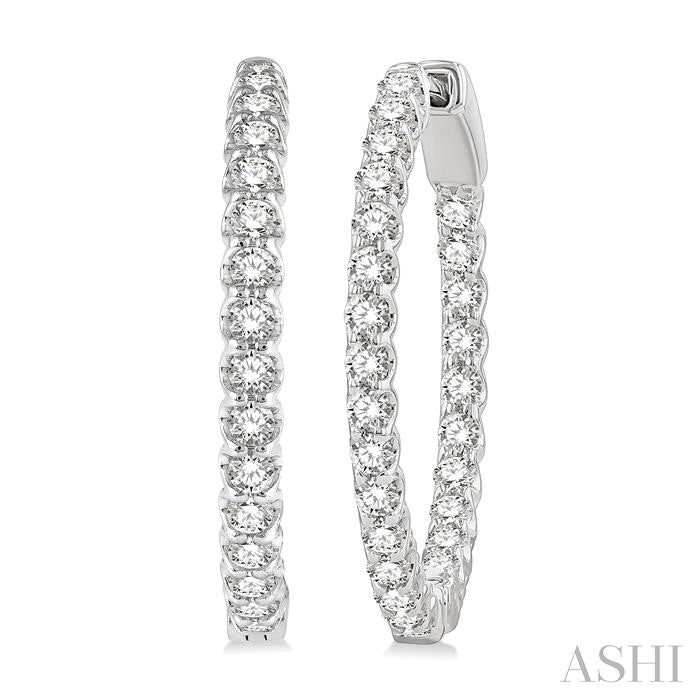1 1/2 Ctw Inside-Out Round Cut Diamond Hoop Earrings in 14K White Gold