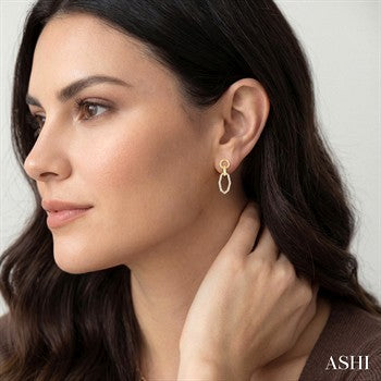 1/3 Ctw Geometric Shape Link Round Cut Diamond Fashion Earrings in 10K Yellow Gold