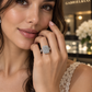 14K White Gold 2.00 CTW Emerald-Shaped Composite Diamond Halo Ring