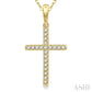 1/10 Ctw Cross Charm Petite Round Cut Diamond Fashion Pendant in 10K Yellow Gold with chain