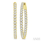 3 Ctw Inside-Out Round Cut Diamond Oval Shape Hoop Earrings in 14K Yellow Gold
