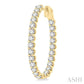 5 Ctw Inside-Out Round Cut Diamond Oval Shape Hoop Earrings in 14K Yellow Gold