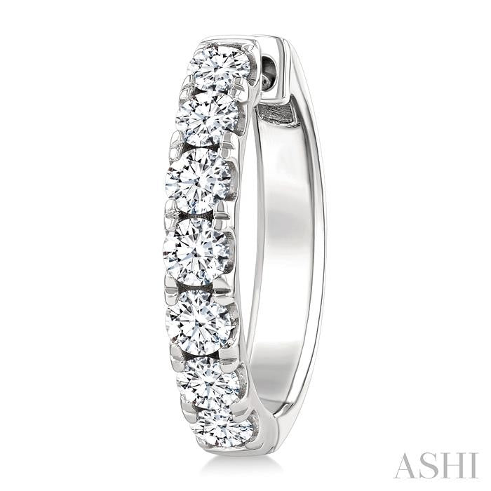 1 1/2 Ctw Round Cut Diamond Hoop Earrings in 14K White gold