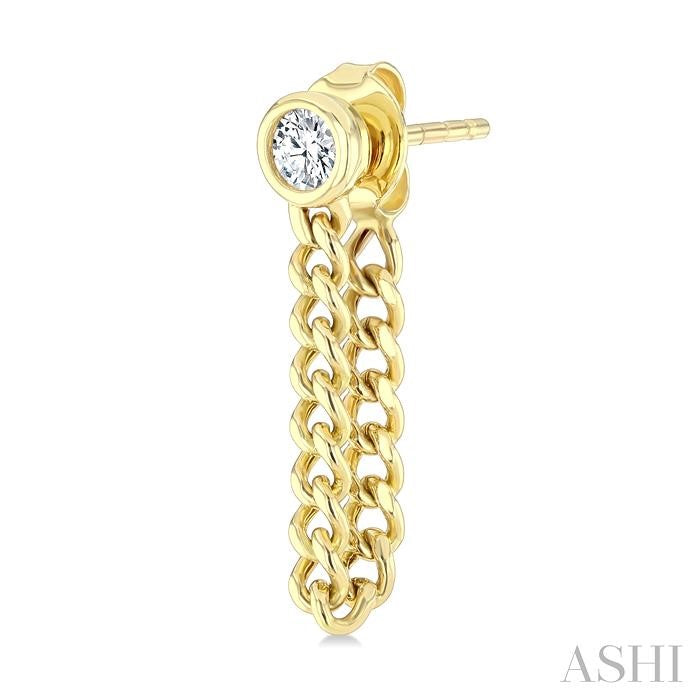 1/3 Ctw Bezel Set Round Cut Diamond Curb Link Fashion Earrings in 14K Yellow Gold