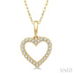 1/10 Ctw Hollow Cut Heart Charm Round Cut Diamond Petite Pendant in 10K Yellow Gold with Chain
