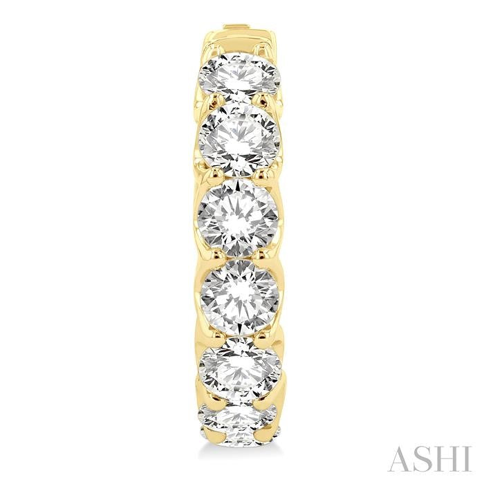 5 Ctw Inside-Out Embellished Round Cut Diamond Hoop Earrings in 14K Yellow Gold