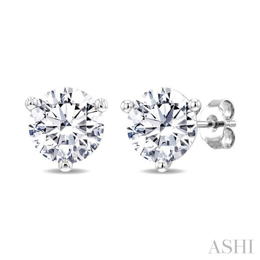 1 1/2 Ctw Round Cut Diamond Martini Stud Earrings in 14K White Gold