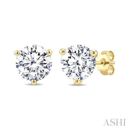 1 1/4 Ctw Round Cut Diamond Martini Stud Earrings in 14K Yellow Gold