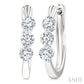 3/4 Ctw 3-Stone Round Cut Diamond Fashion Hoop Earrings in 14K White Gold