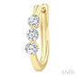 3/4 Ctw 3-Stone Round Cut Diamond Fashion Hoop Earrings in 14K Yellow Gold