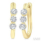 3/4 Ctw 3-Stone Round Cut Diamond Fashion Hoop Earrings in 14K Yellow Gold