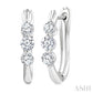 1/2 Ctw 3-Stone Round Cut Diamond Fashion Hoop Earrings in 14K White Gold