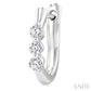 1/3 Ctw 3-Stone Round Cut Diamond Fashion Hoop Earrings in 14K White Gold