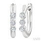 1/3 Ctw 3-Stone Round Cut Diamond Fashion Hoop Earrings in 14K White Gold