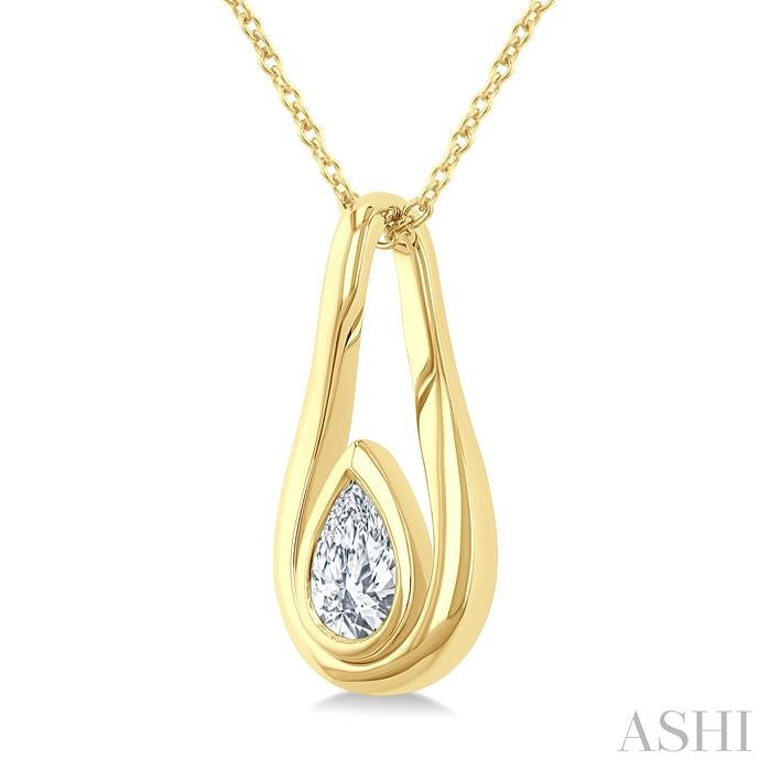 1/3 Ctw Nested Tear Drop Pear Cut Diamond Fashion Pendant With Chain in 14K Yellow Gold