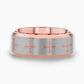 FLEUR CROSS on Flat Rose Gold Plated Tungsten Carbide Ring with Beveled Edges