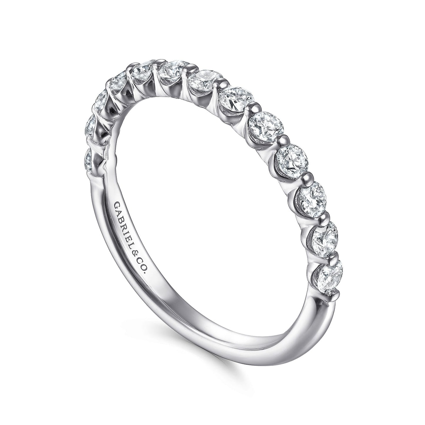 Gabriel & Co. 14K White Gold Single Prong Diamond Band Ring 1/2CTW