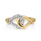 Gabriel & Co. 14K White Yellow Gold Bujukan and Diamond Horseshoe Link Ring .29CTW