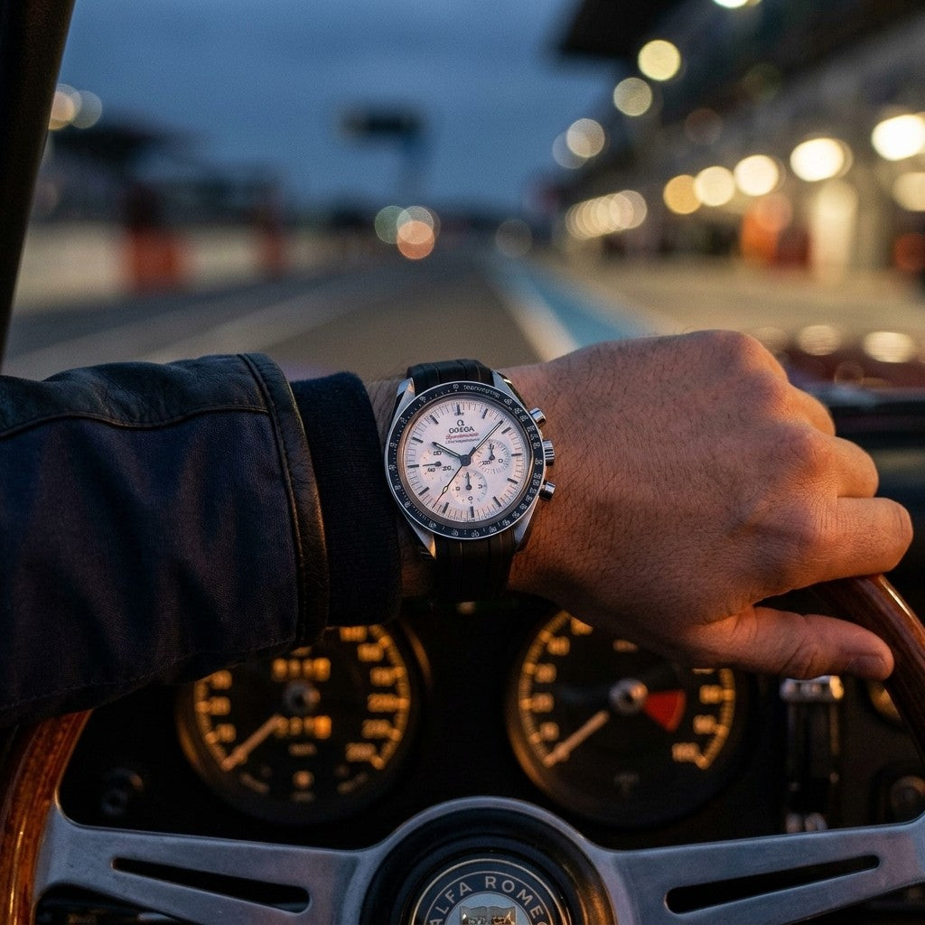 Omega Speedmaster Moonwatch Professional 42 mm — Steel on Rubber Strap — lifestyle
