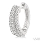 1/2 Ctw Triple Row Round Cut Diamond Huggie Petite Earrings in 14K White Gold