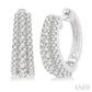 1/2 Ctw Triple Row Round Cut Diamond Huggie Petite Earrings in 14K White Gold