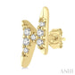 1/10 Ctw Lightning Bolt Round Cut Diamond Petite Earrings in 10K Yellow Gold