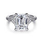 Gabriel & Co. Taye - 14K White Gold Split Shank Emerald Cut Diamond Engagement Ring 1/5CTW 9.5X7