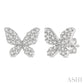 1/5 Ctw Butterfly Motif Round Cut Diamond Petite Fashion Earrings in 10K White Gold