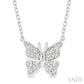 1/20 Ctw Butterfly Petite Round Cut Diamond Fashion Pendant With Chain In 10K White Gold