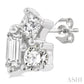 1/6 Ctw Petite Tri-Stone Scatter Princess, Baguette & Round Cut Diamond Fashion Stud Earrings in 10K White Gold