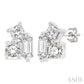1/6 Ctw Petite Tri-Stone Scatter Princess, Baguette & Round Cut Diamond Fashion Stud Earrings in 10K White Gold