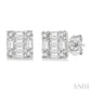 1/6 Ctw Square Shape Baguette and Round Cut Diamond Petite Fashion Earrings in 10K White Gold.