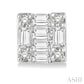 1/6 Ctw Square Shape Baguette and Round Cut Diamond Petite Fashion Earrings in 10K White Gold.
