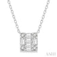 1/8 Ctw Square Shape Baguette and Round Cut Diamond Petite Fashion Pendant With Chain in 10K White Gold