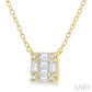 1/8 Ctw Square Shape Baguette and Round Cut Diamond Petite Fashion Pendant With Chain in 10K Yellow Gold