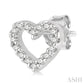 1/10 Ctw Heart Cutout Round Cut Diamond Petite Fashion Earrings in 10K White Gold