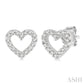 1/10 Ctw Heart Cutout Round Cut Diamond Petite Fashion Earrings in 10K White Gold