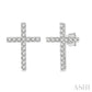 1/10 Ctw Cross Round Cut Diamond Petite Fashion Earrings in 10K White Gold
