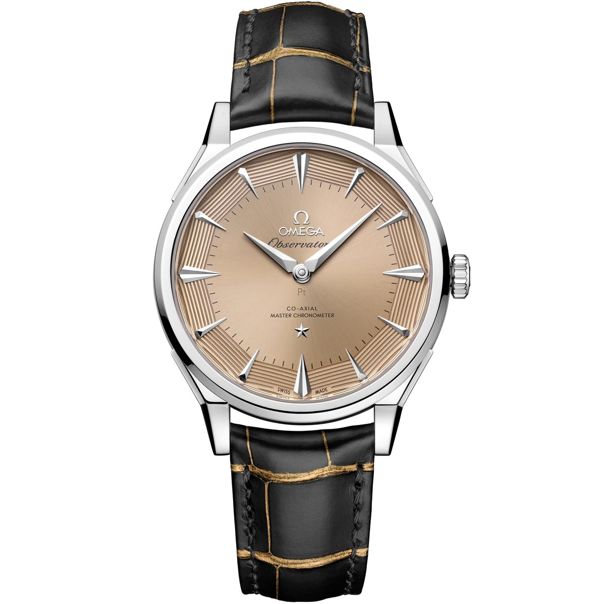 Omega Constellation Observatory 39.4 mm — Platinum-gold on Alligator
