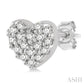 1/10 Ctw Heart Charm Round Cut Diamond Petite Fashion Earrings in 10K White Gold