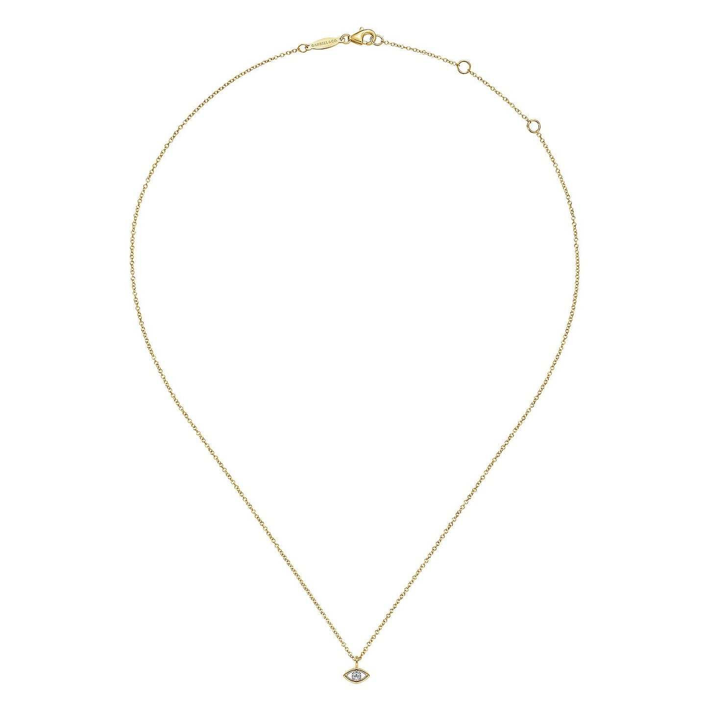 Gabriel & Co. 14K Yellow-White Gold Diamond Evil Eye Pendant Necklace .03CTW