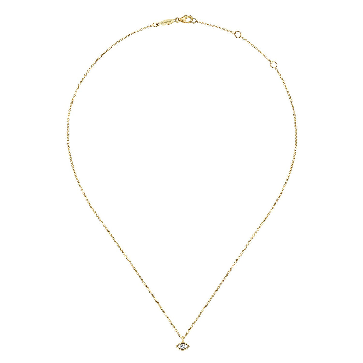 Gabriel & Co. 14K Yellow-White Gold Diamond Evil Eye Pendant Necklace .03CTW