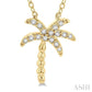 1/10 Ctw Palm Tree Round Cut Diamond Petite Fashion Pendant With Chain in 10K Yellow Gold