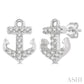 1/10 Ctw Anchor Round Cut Diamond Petite Fashion Earrings in 10K White Gold