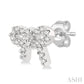 1/8 Ctw Bow Tie Round Cut Diamond Petite Fashion Earrings in 10K White Gold