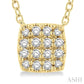 1/8 Ctw Cushion Shape Round Cut Diamond Petite Fashion Pendant With Chain in 10K Yellow Gold