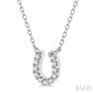 1/10 Ctw Horseshoe Charm Round Cut Diamond Petite Fashion Pendant With Chain in 10K White Gold