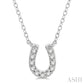 1/10 Ctw Horseshoe Charm Round Cut Diamond Petite Fashion Pendant With Chain in 10K White Gold