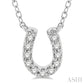 1/10 Ctw Horseshoe Charm Round Cut Diamond Petite Fashion Pendant With Chain in 10K White Gold