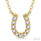 1/10 Ctw Horseshoe Charm Round Cut Diamond Petite Fashion Pendant With Chain in 10K Yellow Gold